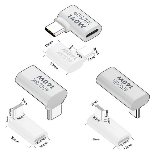 type-cl字変換アダプターusb-cl字左右曲げ3種類セットPD100W急速充電40Gbpsデータ転送8K@60Hz映像出力..