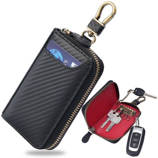 [Aemicion]キーケーススマートキー車キーケースメンズキーホルダーカードキーケース本革レザーカーボン..