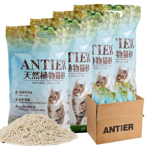 【整箱贩卖】ANTIER純豆腐猫砂おからの猫砂【天然強力消臭x固まる】流せる猫の砂飛び散らないトイレに..