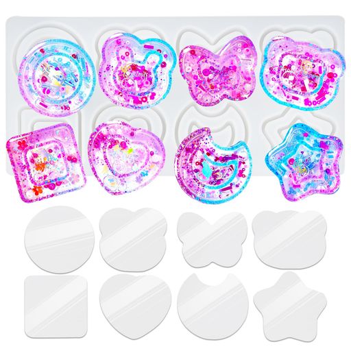 ダブルシェイカーシリコンモールドシェイカーモールド円くま蝶星月うさぎ中身がシャカシャカ動くレジン..