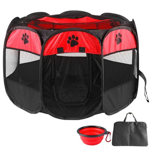 Enkarlペットサークル折りたたみ八角形メッシュサークルペットテント通気性アウトドア防水ペットハウス..