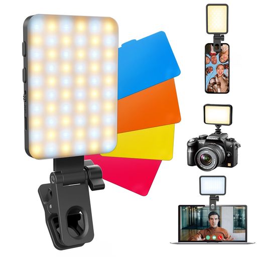 ataraxiaLEDライト撮影用ライト自撮りライトビデオライトLEDライト色温度3000K~6000K調節可能明るさ5段階調整可能カラーフィルター4枚付きカメラ適用クリップ付き目にやさしい