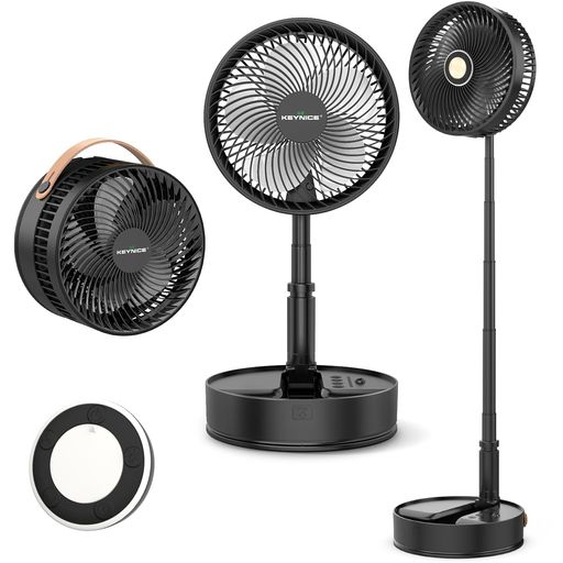 Keynice扇風機折り畳み無段階伸縮式リビング首振り卓上扇風機dcモーターUSB充電式コードレスタイマー付..