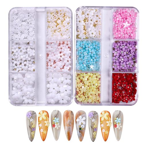 ネイルパーツ花3d2ケースセットフラワーパーツブリオンゴールドシルバーローズゴールドメタルパーツDIY..