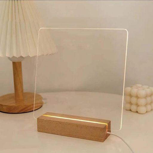 透明ホワイトボード1台2役夜灯メッセージボードアクリル看板ライティングボードメモ帳伝言ボード木製ベ..