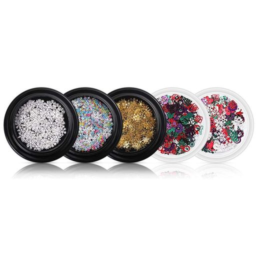 ネイルホログラムクリスマス5個セット雪の結晶クリスマスツリー極薄ネイルスパンコールグリッターラメ..