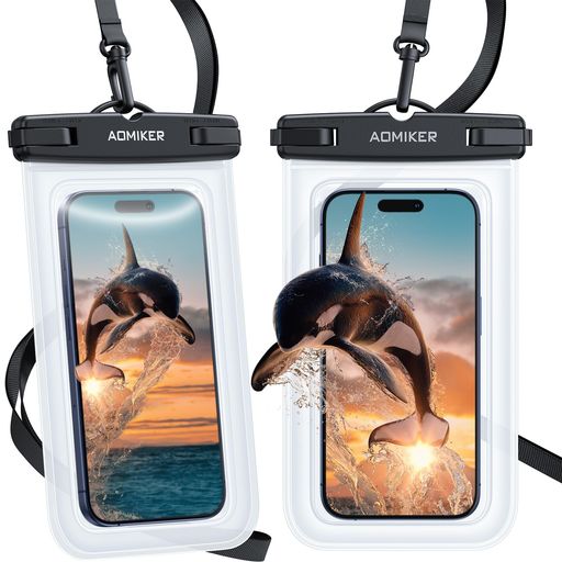 Aomiker2枚セットスマホ防水ケースIPX8:海プールすまほぼうすいカバー水中撮影顔認証通話スマフォアイ..
