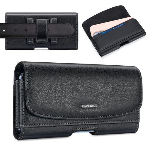 nuokuスマホポーチメンズ横型スマホベルトホルダーiPhone15/14/13/12ProMax/PlusGalaxyS22/S23/S20/Note9/Note10など6.7インチスマホ対応(黒横型6.7インチ)