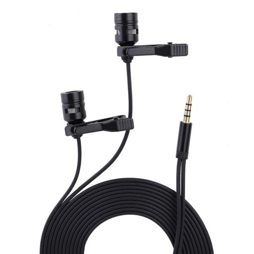 携帯電話のマイク、Fosaコンデンサーデュアルヘッドマイクラペルタイクリップマイク3.5MMスマートフォ..