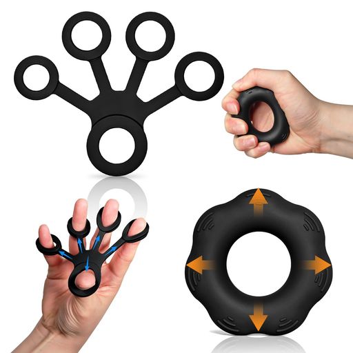 Greenyasarフィンガーパワー2個セットハンドグリッパー握力グリップ強度調節可能握力補助高齢者男女兼用握力トレーニング(1個ィンガーグリップ+1個握力トレ...