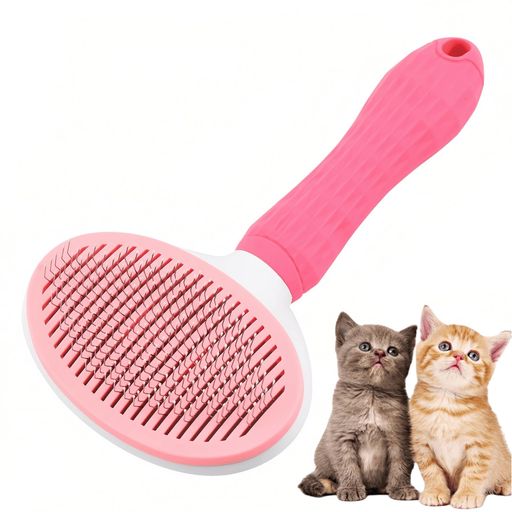 TIOOKAペット用ブラシ猫ブラシ犬ブラシ【超簡単抜け毛処理】ワンプッシュ式抜け毛取りマッサージ痛くない皮膚に優しい犬猫通用長毛中毛短毛(ピンク)