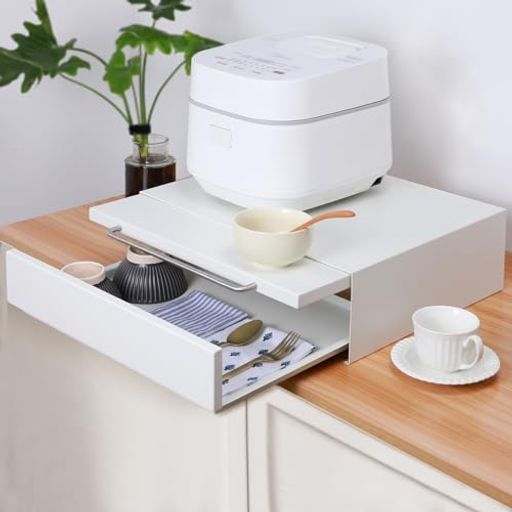 Tydle【レンジ下スライドテーブル+引き出し】キッチン家電下引き出しキッチンラック2段レンジ台レンジ..