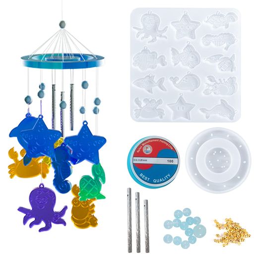DeryArcleシリコンモールド風鈴モールドバーツ付け樹脂UVレジン型海洋動物自然風可愛い手作り飾り物工..
