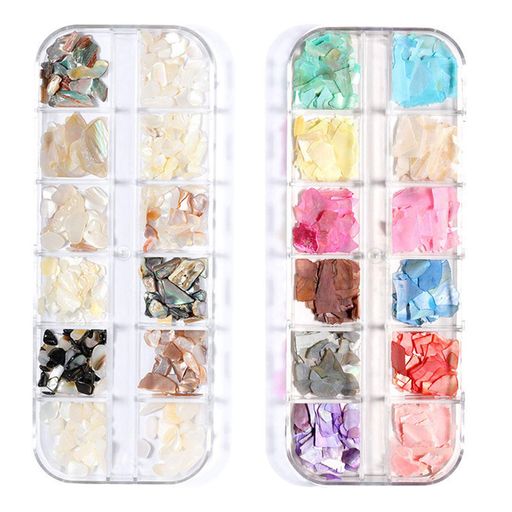 24色ネイルパーツ天然シェルフレークシェルネイル石パーツYesmartビックシェルアワビ貝殻ネイルアートパーツネイルパーツ貝殻ネイルアートネイル貝殻風YES12...