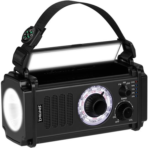 ZHIWHIS防災ラジオFM/AM/SW/ワイドFM対応懐中電灯手回し充電/ソーラー充電/USB-C充電式/乾電池で使用可..
