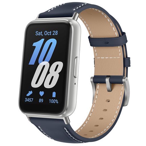 [LanQii]レザーバンドSamsungGalaxyFit3対応バンドPUレザー素材ベルトソフト柔軟性ビジネス風交換ベルトレディース&メンズ革製ストラップ(ネイビー)