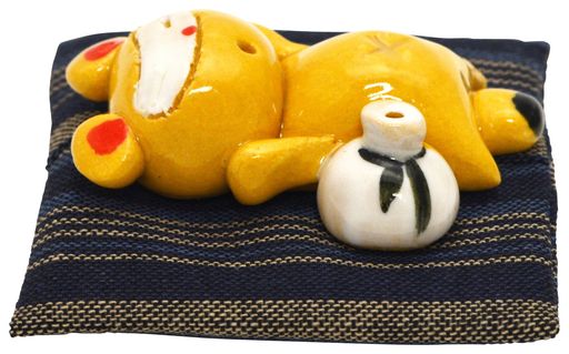 美濃焼濱田ひろこ手造り箸置き(座布団付)よっぱらいタヌキE-00188