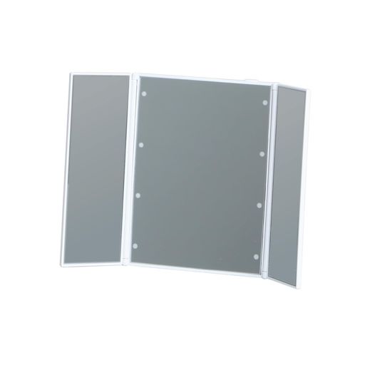 Belca(ベルカ)卓上ミラー折りたたみLEDライト付きコンパクト三面鏡幅23x奥行1.5x高さ16cmホワイトコンパクトスタンドミラーメイクアップミラー化粧鏡鏡DI-LC3W