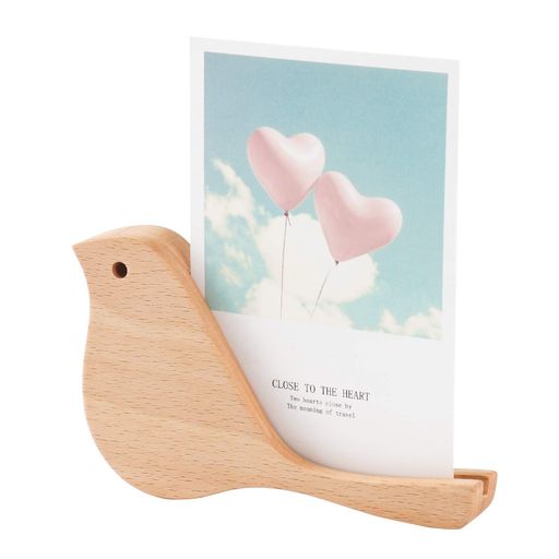 卓上ポップスタンド卓上メニュースタンドポストカードスタンド写真立て木製両面用販促用品広告カード立て小鳥アニマル(ブナの木)