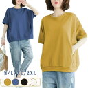 【期間限定200円OFFタイムSALE】送料無料 トレーナー レディース トップス 半袖 tシャツ 大きサイズ ビッグシルエット 半袖tシャツ ラウンドネック ...