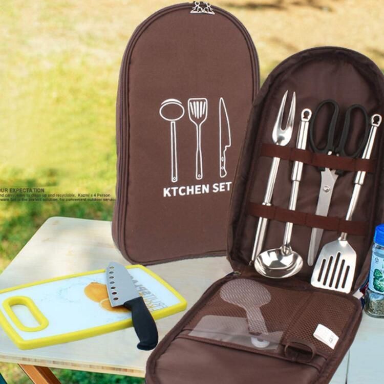 アウトドア調理器具収納バッグ　バーベキュー 調理器具 BBQ キャンプ アウトドア 収納バッグ付き 携帯便利 軽量 アウトドア 防災 ツーリング 緊急用 防災 車中泊 宿泊　アウトドア 食器 収納バッグ　調理器具 キャンプ道具　ハイキング 旅行 釣り 登山 家庭用　家族　携帯用