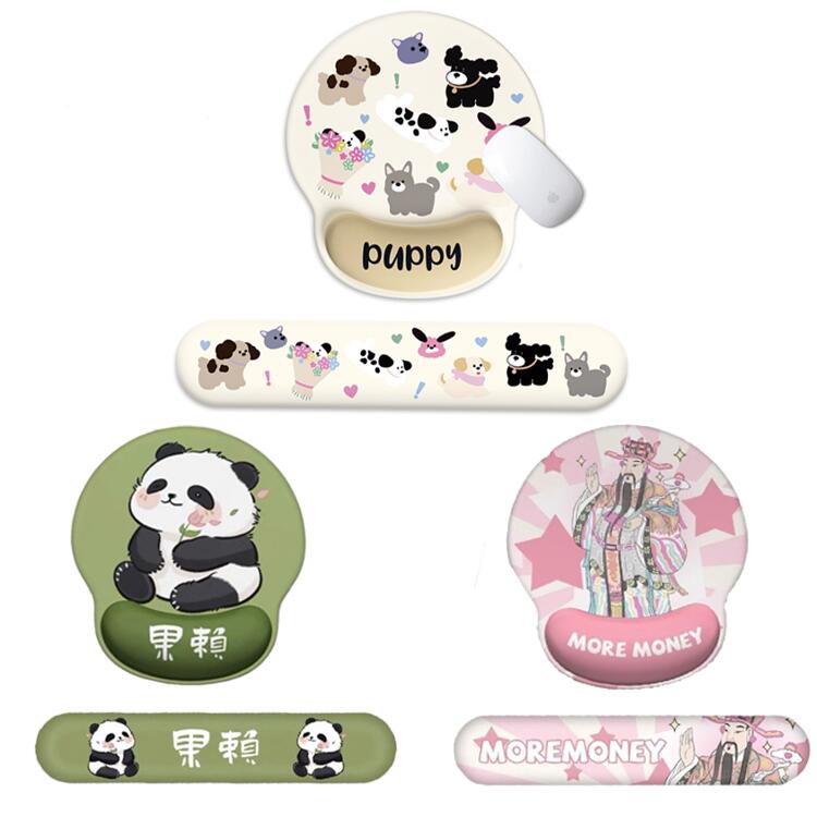 リストレスト　財神のデザイン　パンダ　犬 マウスパッド リストレスト付マウスパッド キーボード用リ..