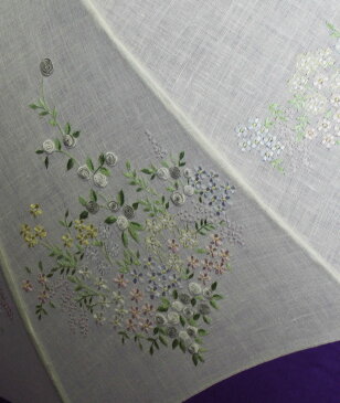 ベトナム刺繍 手刺繍 刺繍麻(あさ)のパラソル 日傘 皇室御用達 前原光栄商店「前原傘 ベトナム刺繍麻日傘(UVカット加工)手元エゴノキ白 Aタイプ」 【送料無料】
