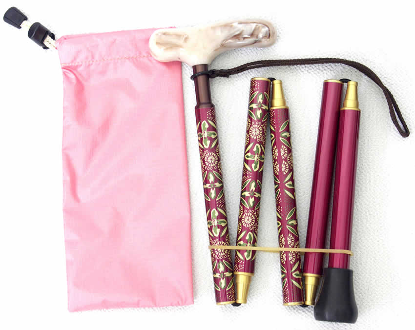 ステッキ 杖 つえ 握り易いスリムネック 折り畳み 折畳 超コンパクト 折りたたみ 折り畳み式 可愛い かわいい 杖 おしゃれ 可愛い杖 折りたたみ5段折りたたみKステッキ 【送料無料】