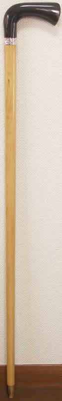 最高級柘植（つげ）水牛L字型ステッキ　唐草純銀リング　太目　【送料無料】「楽天シニア市場」