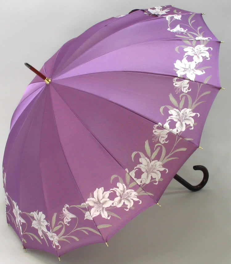 よりエレガントな皇室御用達前原光榮商店「前原傘　ゆり柄 LILIUM（リリウム） ライトパープル」　【送料無料】【smtb-m】のサムネイル