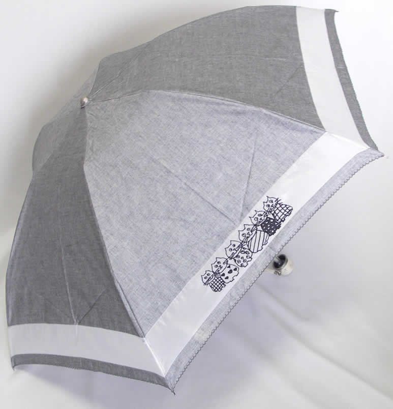 「マンハッタナーズ 日傘（晴雨兼用：遮光生地使用の遮光傘）折りたたみミニ 六つ子猫 グレー」　【送料無料】のサムネイル