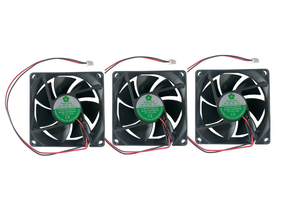 ■ 3個セット ■難燃性■DC FAN 12V用■ 冷却ファン ■型番：HD8020B12M