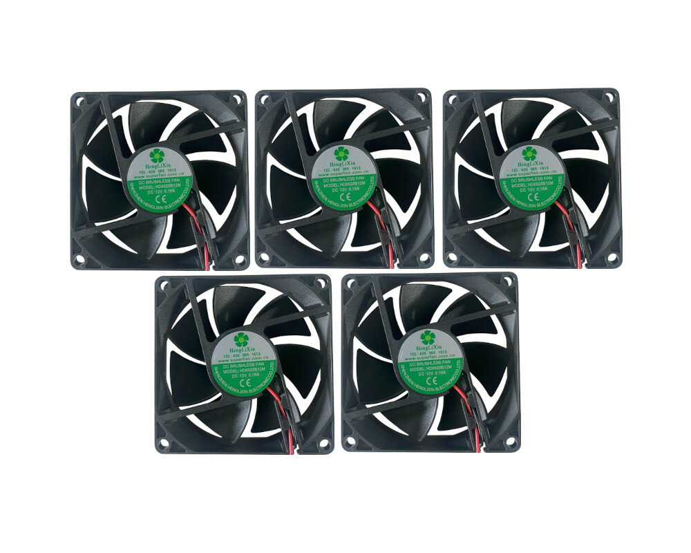 ■ 5個セット ■難燃性■DC FAN 12V用■ 冷却ファン ■型番：HD8020B12M