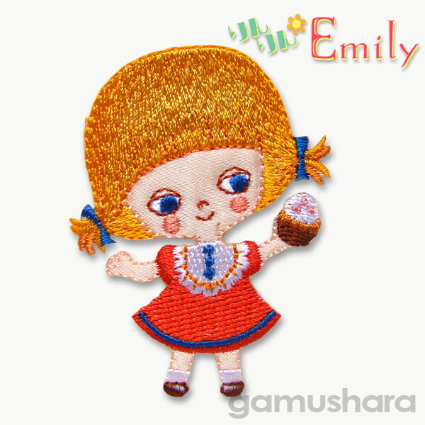 りんりんエミリー ワッペン （赤いブラウスの女の子） アイロン接着タイプ かわいいワッペン