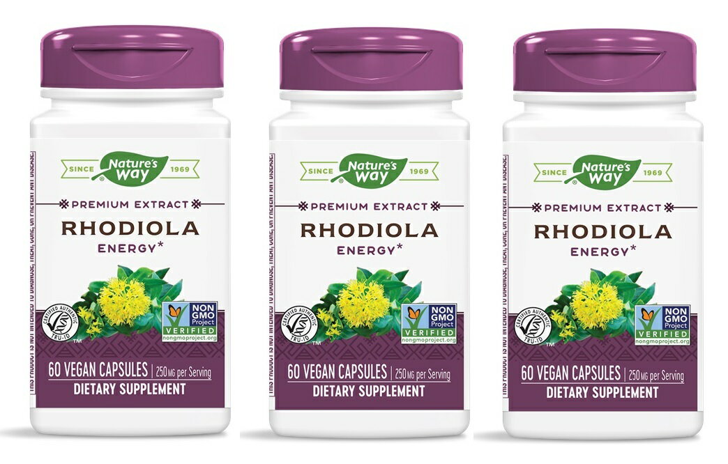 3本セット Nature 039 s Way Rhodiola 60 vcaps - ネイチャーズウエー ロディオラ 60ベジカプセル 海外通販