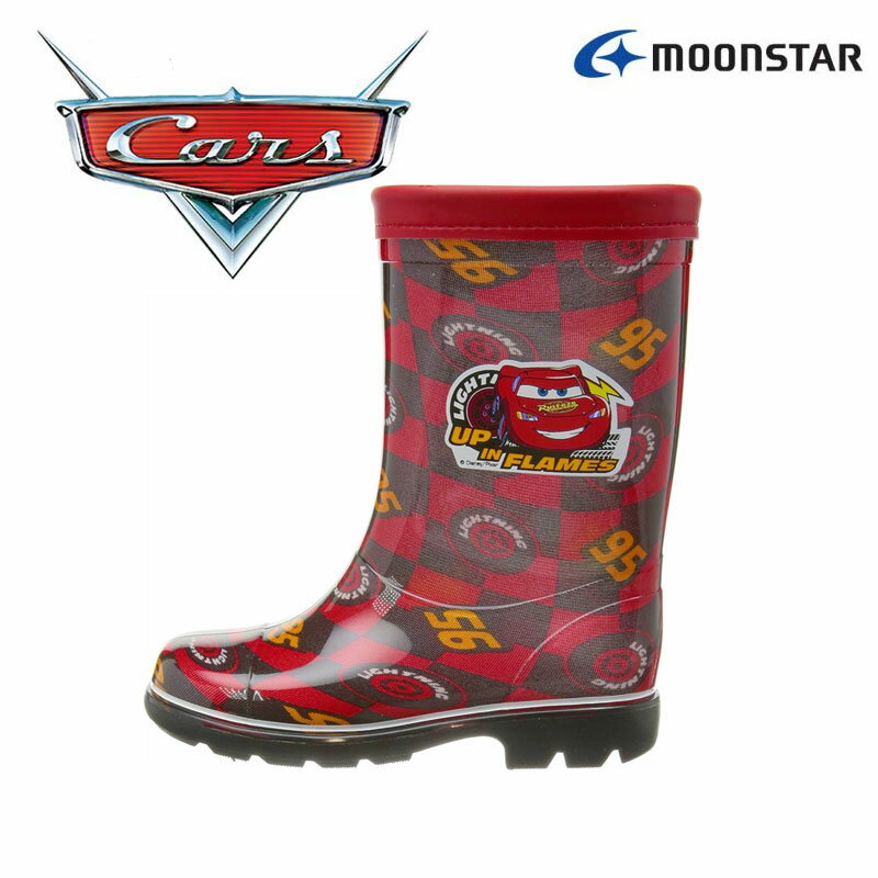 MOONSTAR ムーンスター ロンプ C62 カーズ 14cm～19cm 日本製 雨の日 長靴 子供 かわいい 雨靴 レインブーツ カーレース 車 キッズ レッド 男の子 女の子 /ST