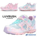 MOONSTAR ムーンスター LV 1134 LUVRUSH ラブラッシュ スーパースター ジュニアシューズ シューズ キッズ 女の子 運動靴 通学 運動会 パワーバネ マジックテープ 抗菌防臭 軽量設計 ピンク マルチ /RC/MR