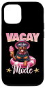 iPhone 13 Vacay Mode 面白い ロットワイラー 犬 水泳 フロート サングラス スマホケース