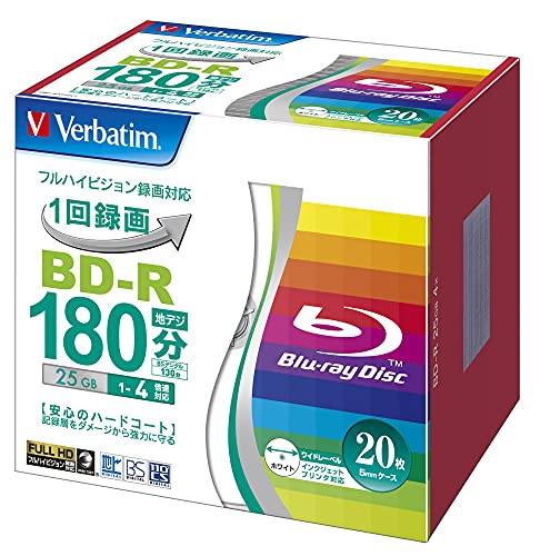 バーベイタムジャパン(Verbatim Japan) 1回録画用 ブルーレイディスク BD-R 25GB 20枚 ホワイトプリンタブル 片面1層 1-4倍速 VBR130YP20V1 バーベイタムジャパン(Verbatim Japan) 1回録画用 ブルーレイディスク BD-R 25GB 20枚 ホワイトプリンタブル 片面1層 1-4倍速 VBR130YP20V1
