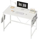 YeTom パソコンデスク pc 幅100*奥行48cm つくえ シンプル 収納袋付き勉強机 フック付き学習机 オフィス モニターアーム取付対応 組立簡単 在宅 テレワーク 白い