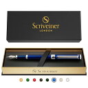 Scriveiner最高級 プレミアム 万年筆 (青) 魅力的な美しさ クローム製金具付き Schmidt ペン先(幅広) 男性にも女性にも最適 プロフェッショ...