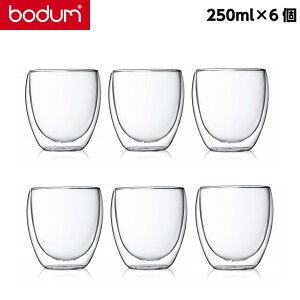 Bodum ボダム パヴィーナ 6個 (250ml) ダブルウォールグラス 0.25L 250cc グラス タンブラー ガラスコップ 保冷 保温 クリア PAVINA Double Wall Glass 北欧