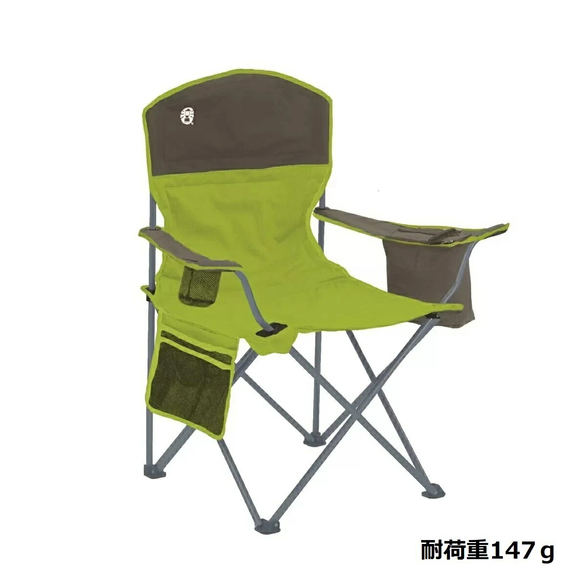 コールマン クアッドチェア 緑 耐荷重147kg　Coleman アウトドアチェア キャンプチェア リゾートチェア レジャーチェア 折りたたみチェア 椅子 チェアー イス 軽量 折りたたみ コンパクト キャンプ アウトドア お花見 運動会 ピクニック カップホルダー ドリンクホルダー