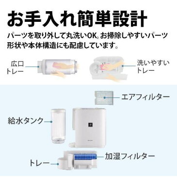 シャープ 気化式 加湿器 HV-J30-W アイボリーホワイト プラズマクラスター搭載 SHARP 気化式加湿器 加湿機 パーソナルタイプ お手入れ 簡単 省エネ 節電 湿度 寝室 オフィス 子供部屋 和室5畳 プレハブ8畳 ホワイト