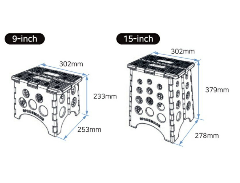 SPACE MADE 踏み台 2個セット (高さ37.5cm＆23cm) 脚立 折りたたみ椅子 踏台 ふみだい 折りたたみ 椅子 ステップスツール クラフタースツール 軽量 キッズチェアー 持ち運び はしご 省スペース トイレ 台所 キッチン