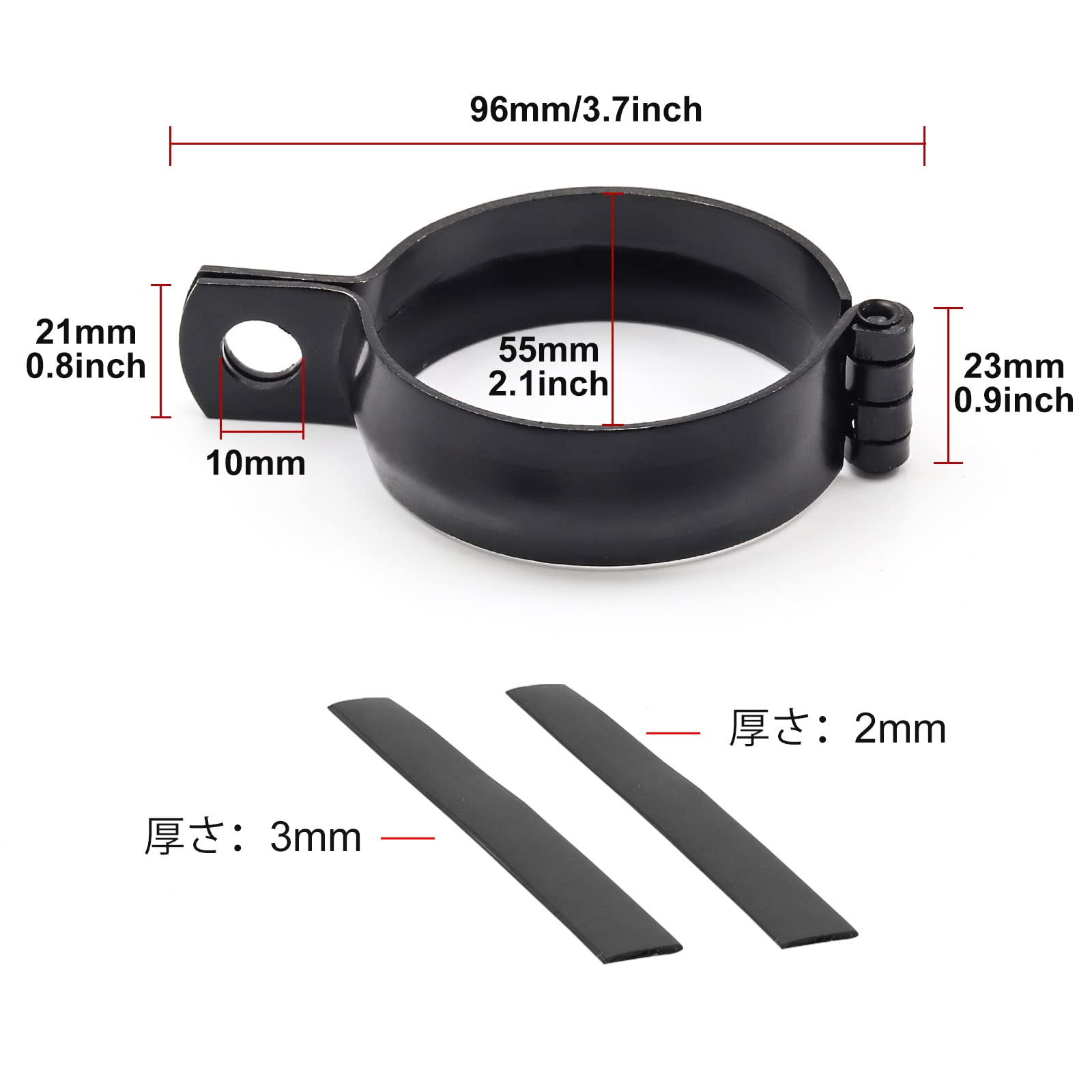 Biqing バイク クロームウインカー ブラケット ステー Φ52~Φ60mm対応 フロントフォーククランプ ウィンカーステー 補助灯 固定器具 挟み込み型 穴あけ不要 黒 汎用 2個セット 2