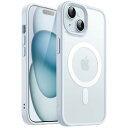 JEDirect iPhone 15 6.1インチ用 マグネット ケース MagSafeに対応 半透明のマット背面 薄型 耐衝撃 カバー (ブルー)
