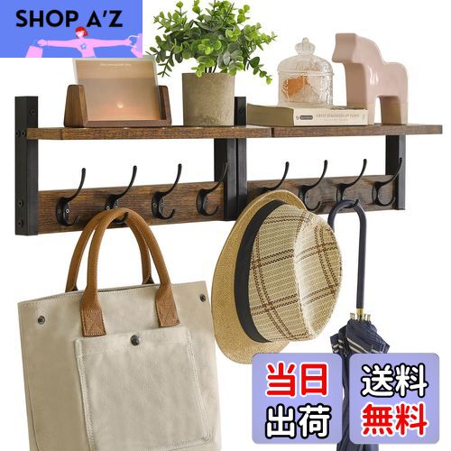 【送料無料】YMYNY ウォールハンガー 2個セット ウォールシェルフ 壁掛けフック 40cm壁掛け棚 四連ダブルフック 玄関 浴室 寝間 台所 壁掛け収納 ウ...