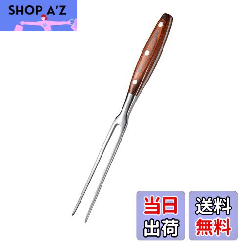 【送料無料】IMEEA 木柄カービングフォーク 29cm ステンレス製 肉フォーク ミートフォーク