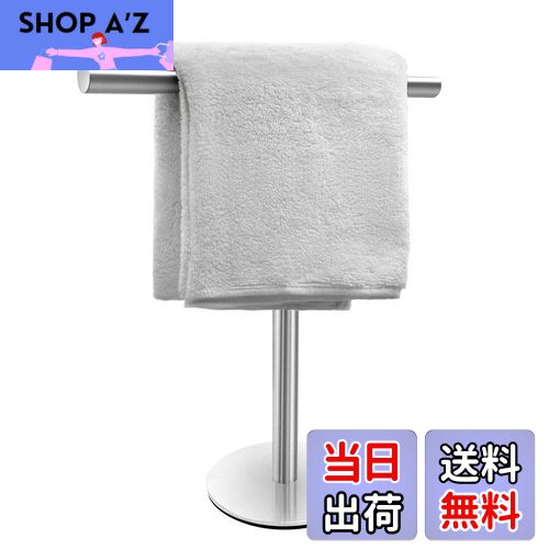【送料無料】バスハンドタオルホルダースタンド バスルームバニティカウンタートップ用 つや消し仕上げ T字型タオルバーラックスタンド バスルームキッチン用タオルバ...